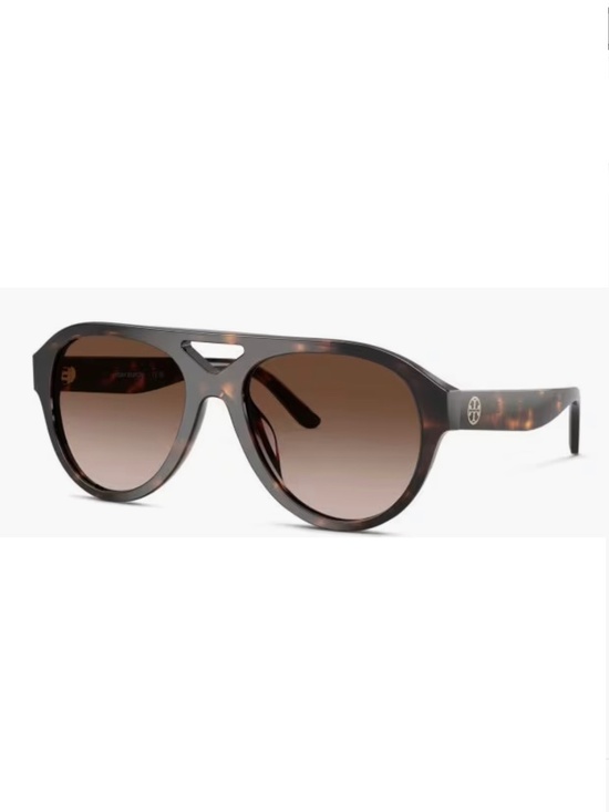 New Tory Burch Miller Pilot Sunglasses TY7233U Dark Tortoise/Brown Gradient main image 4